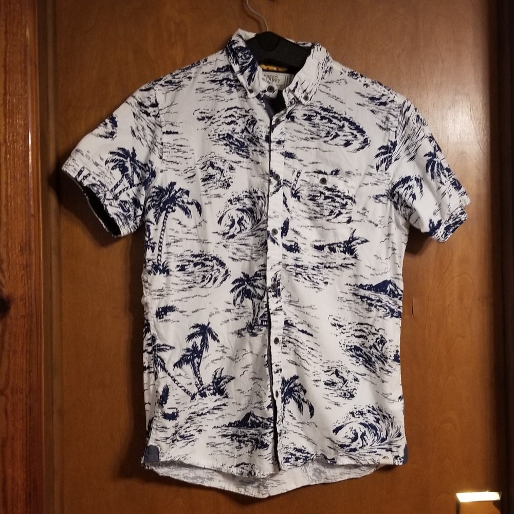 Mens Free Planet Hawaiian Short Sleeve Shirt Sz M